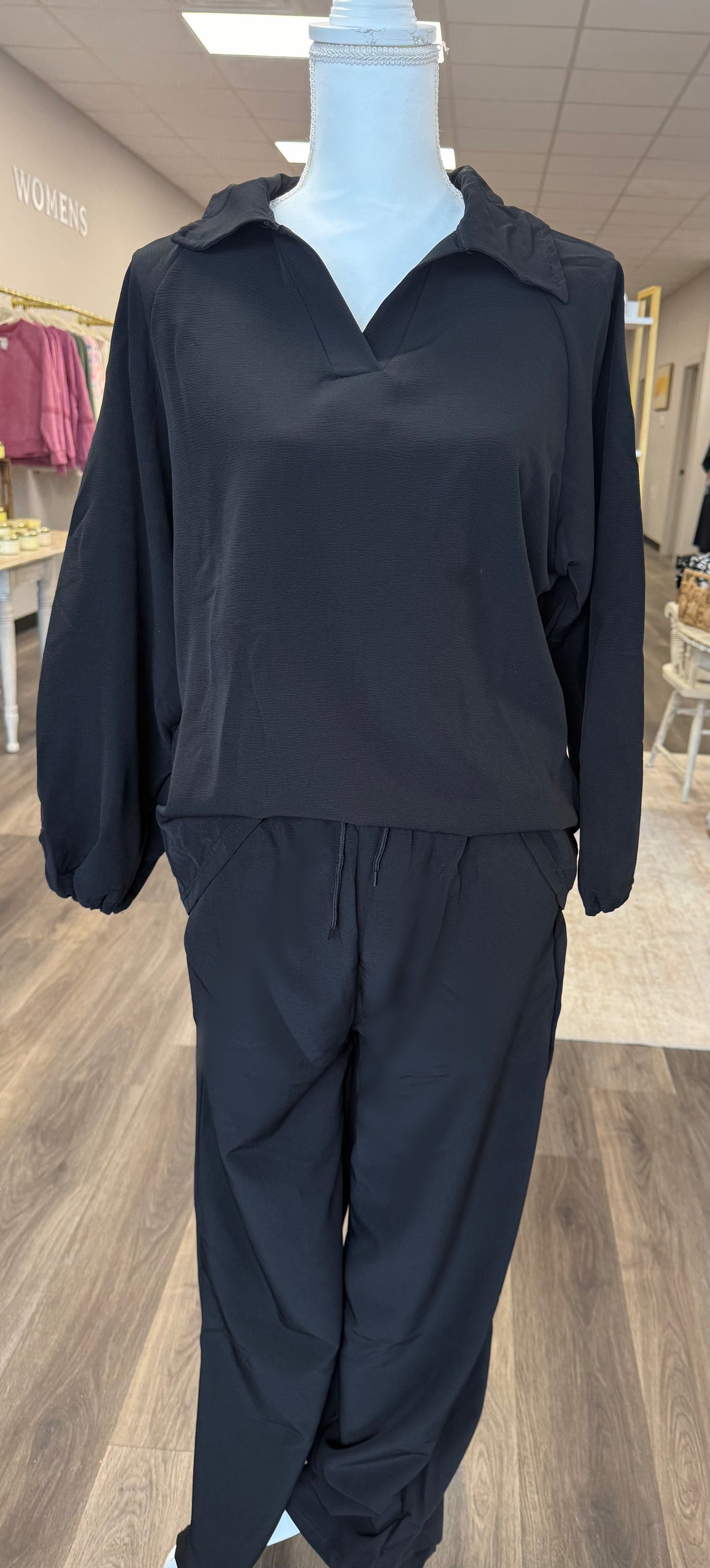 Black collard pants set