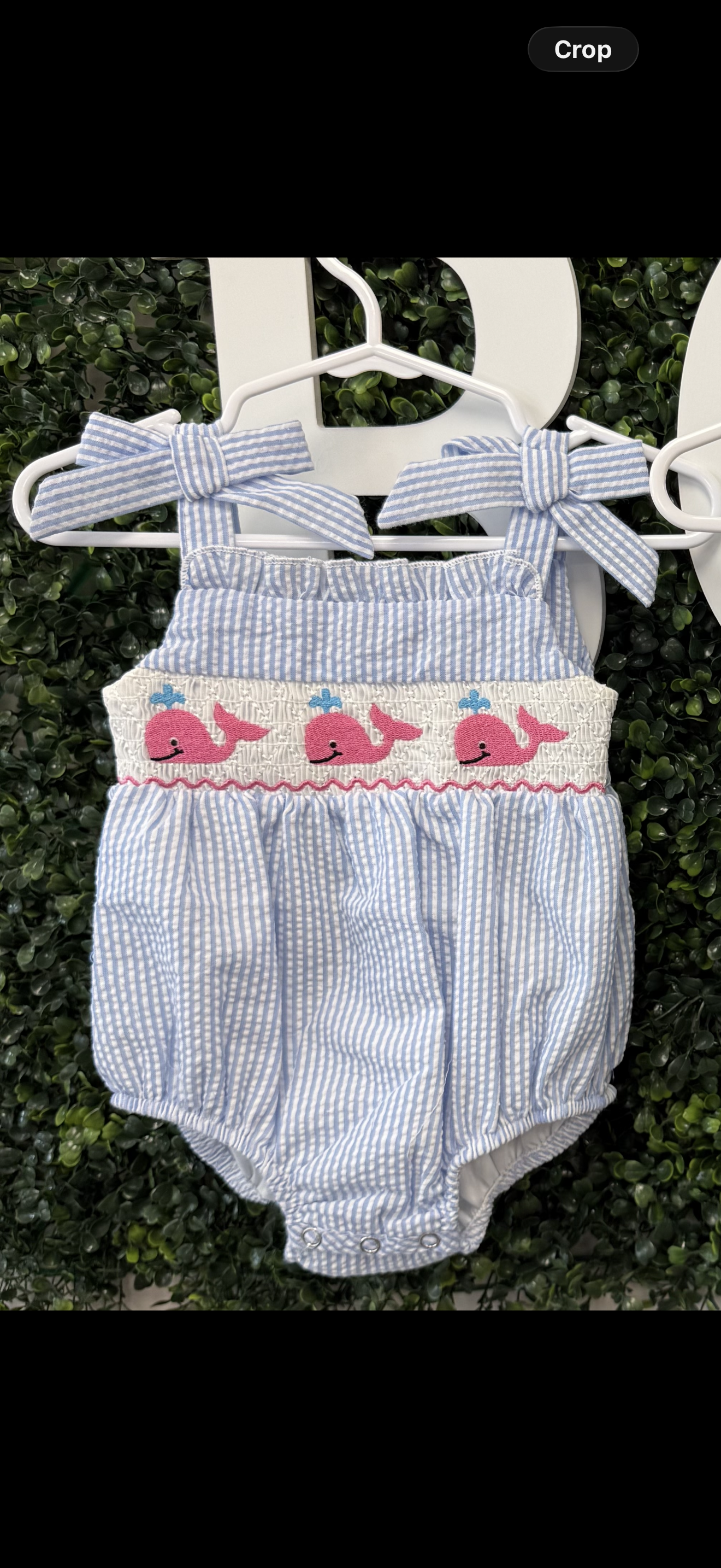Rylee Faith Pink whale seersucker bubble