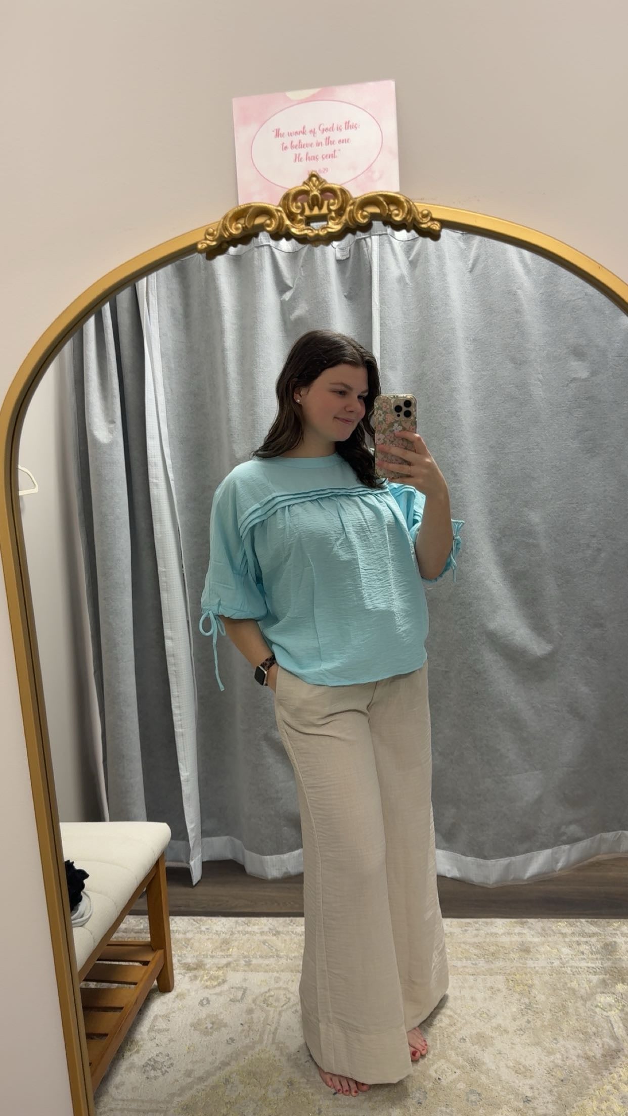 Tie sleeve babydoll blouse