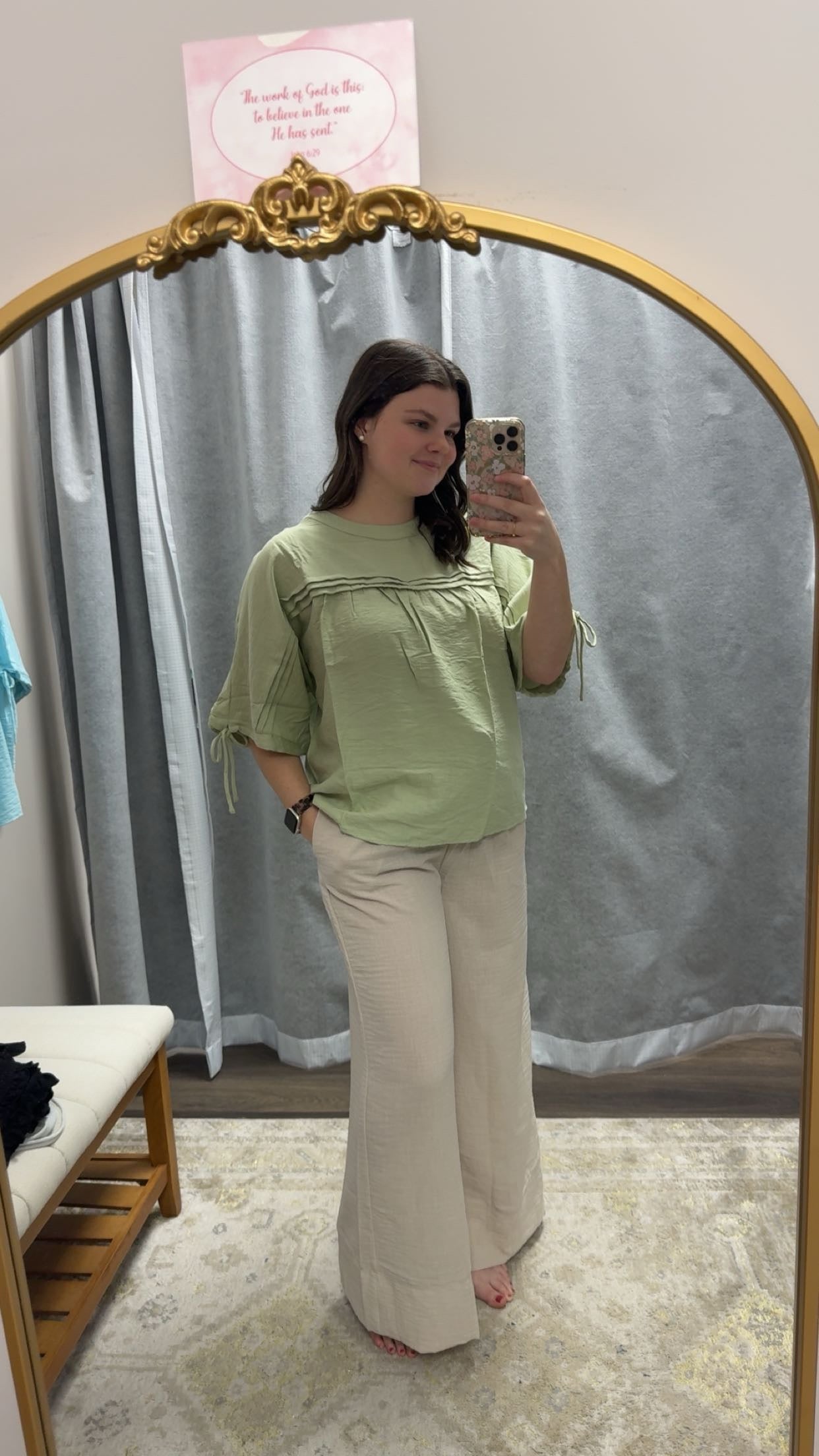 Tie sleeve babydoll blouse