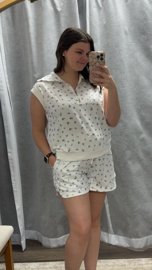 Floral cap sleeve set